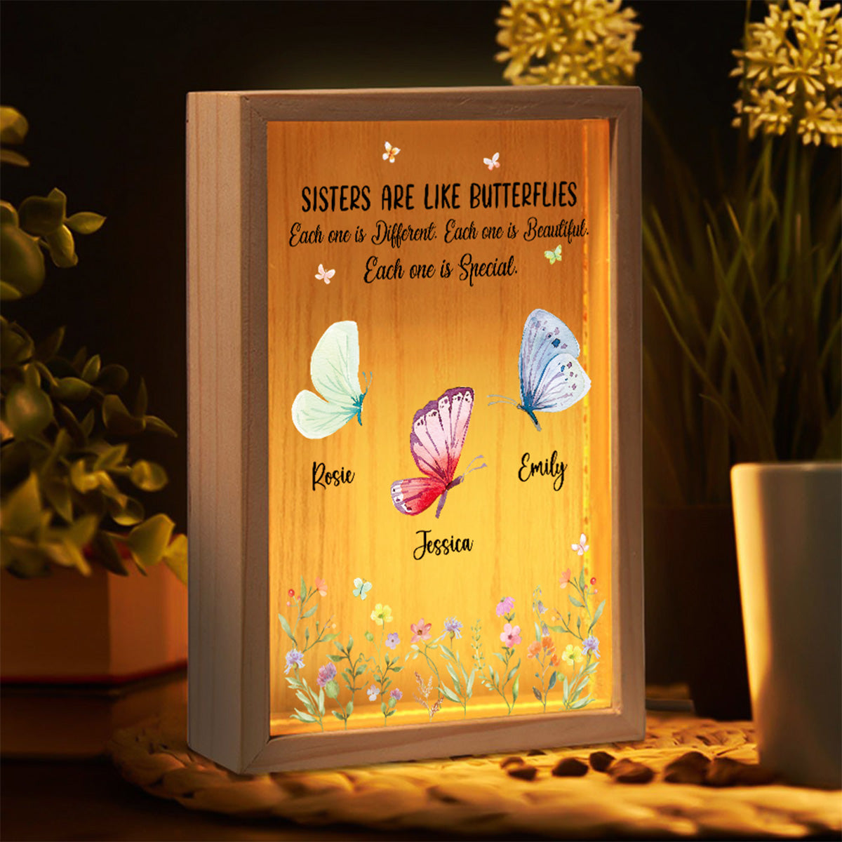Sisters Shine Like Butterfly - Personalized Frame Light Box