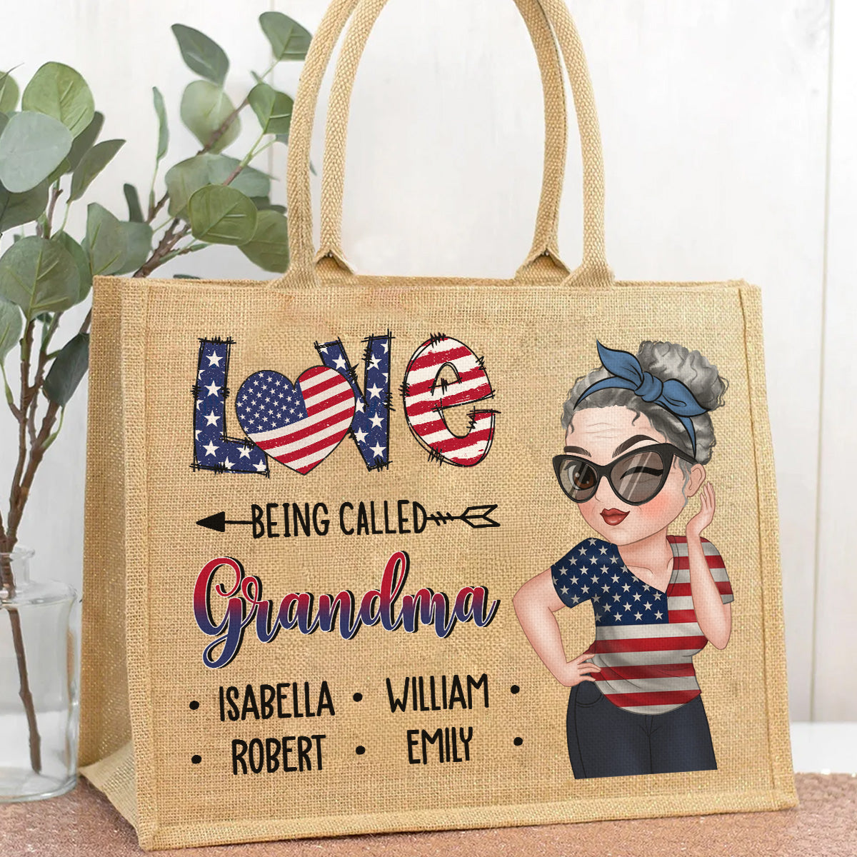 Grandma - Personalized Jute Tote Bag