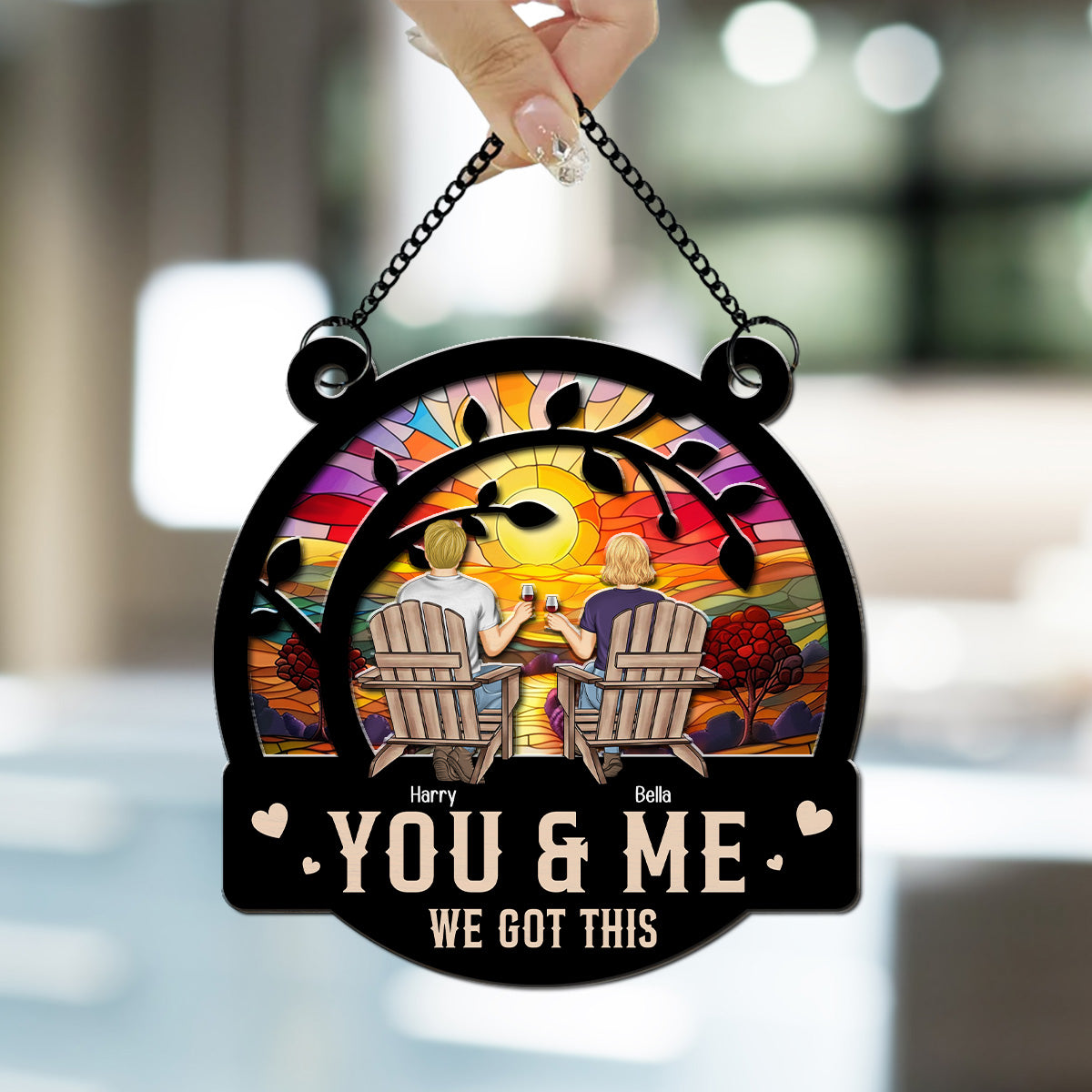 Custom Couple Hanging Decor, Anniversary Valentine's Day Gifts • You & Me We Got This - Personalized Suncatcher