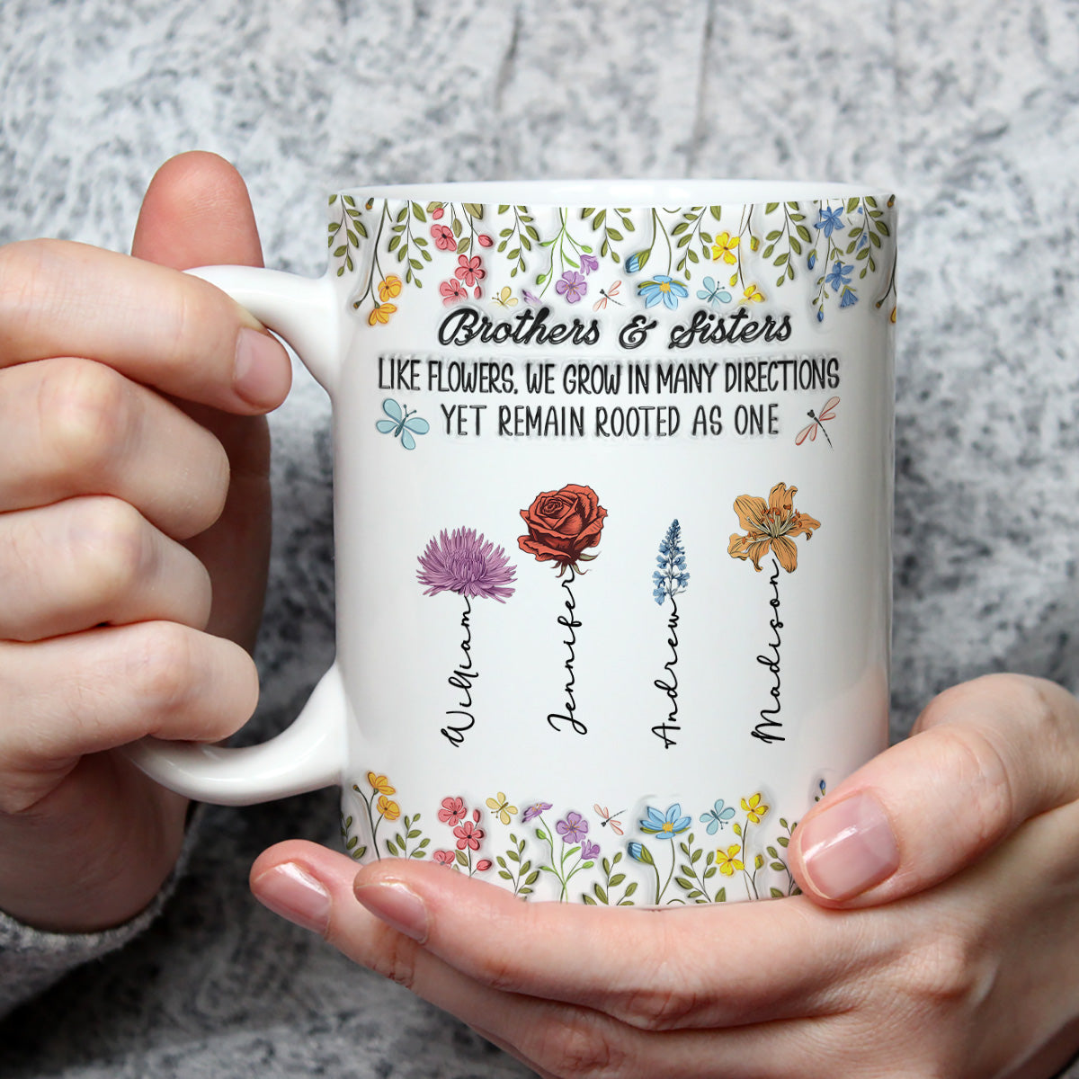 Custom Christmas & Birthday Gift for Brother & Sister • Growing Apart Yet Always Connected - Personalized 3D Inflated Effect Coffee Mug