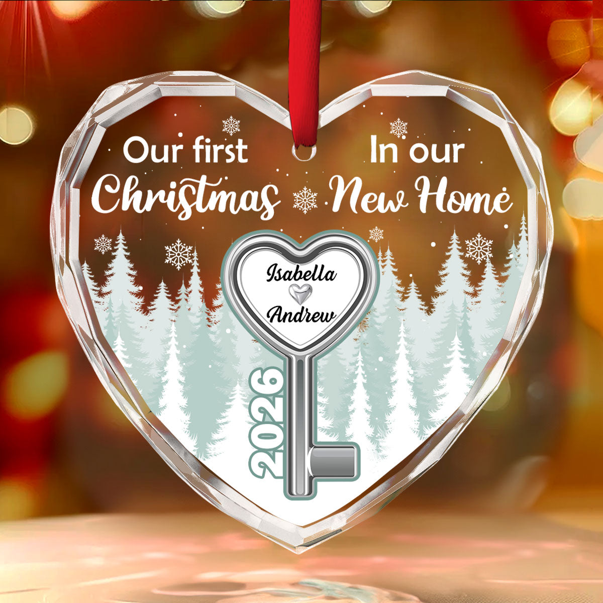 Custom Keepsake Christmas Ornament •  Our First Christmas In Our New Home - Personalized Glass Ornament