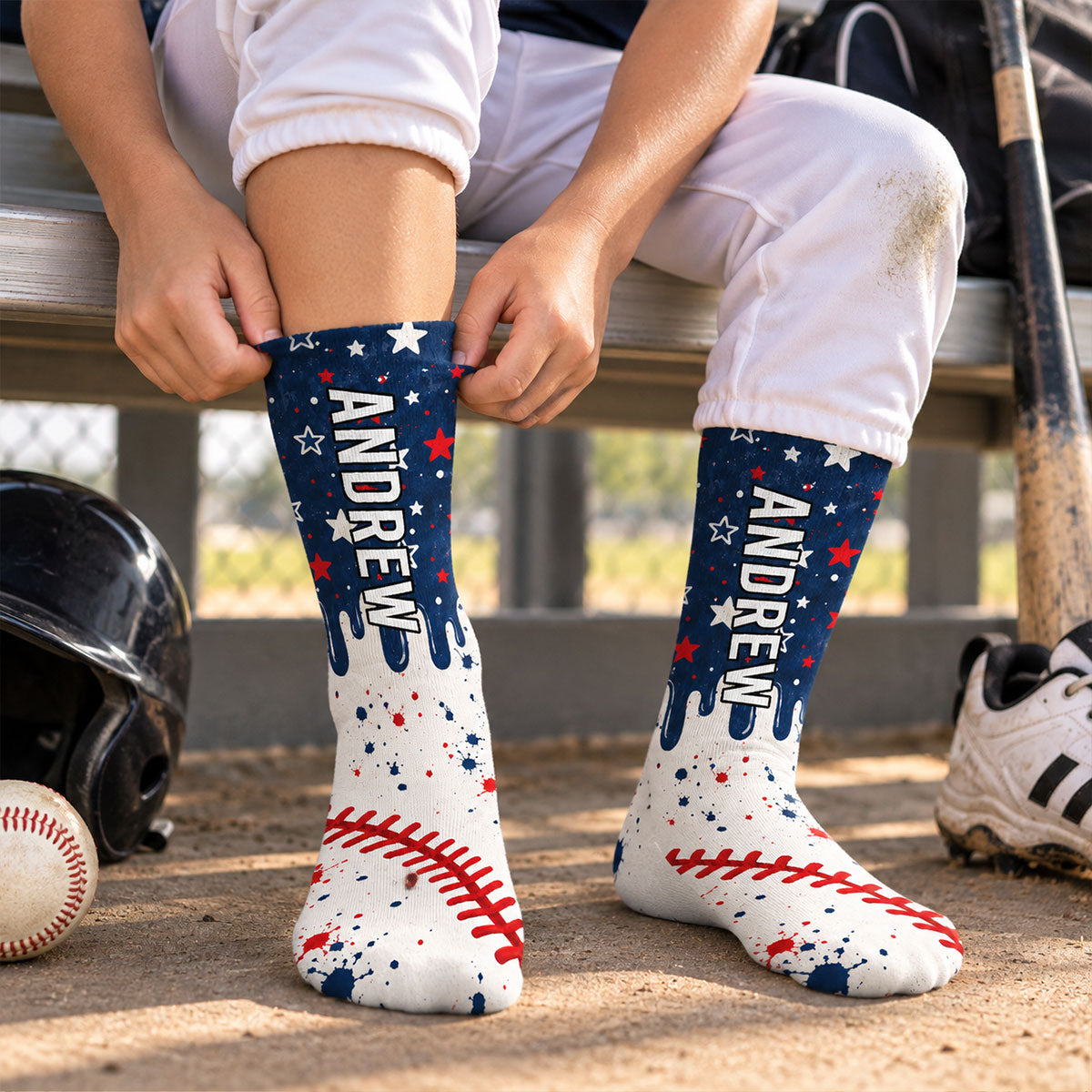Custom Name Football Fan Footwear, Game Day Christmas Gift • Life Is Better With Sports - Personalized Crew Socks