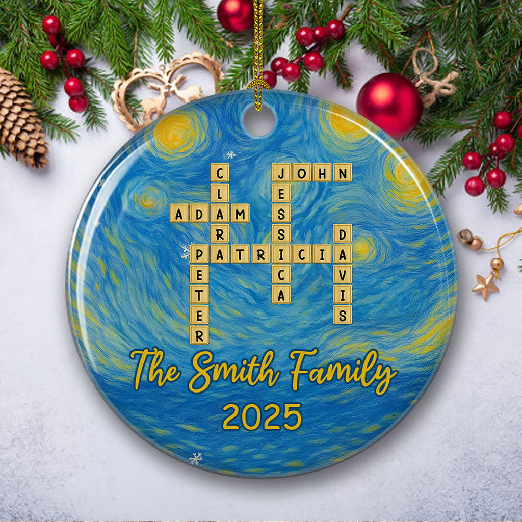 Custom Family Ornament, Christmas Gift for Family Members •  Joyful Family Christmas - Personalized Ceramic Ornament