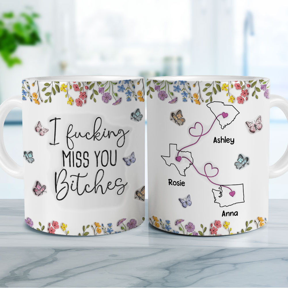 Custom Best Friend, Christmas & Birthday Friendship Keepsake Gift • I Miss You My Bestie - Personalized 3D Inflated Effect Mug