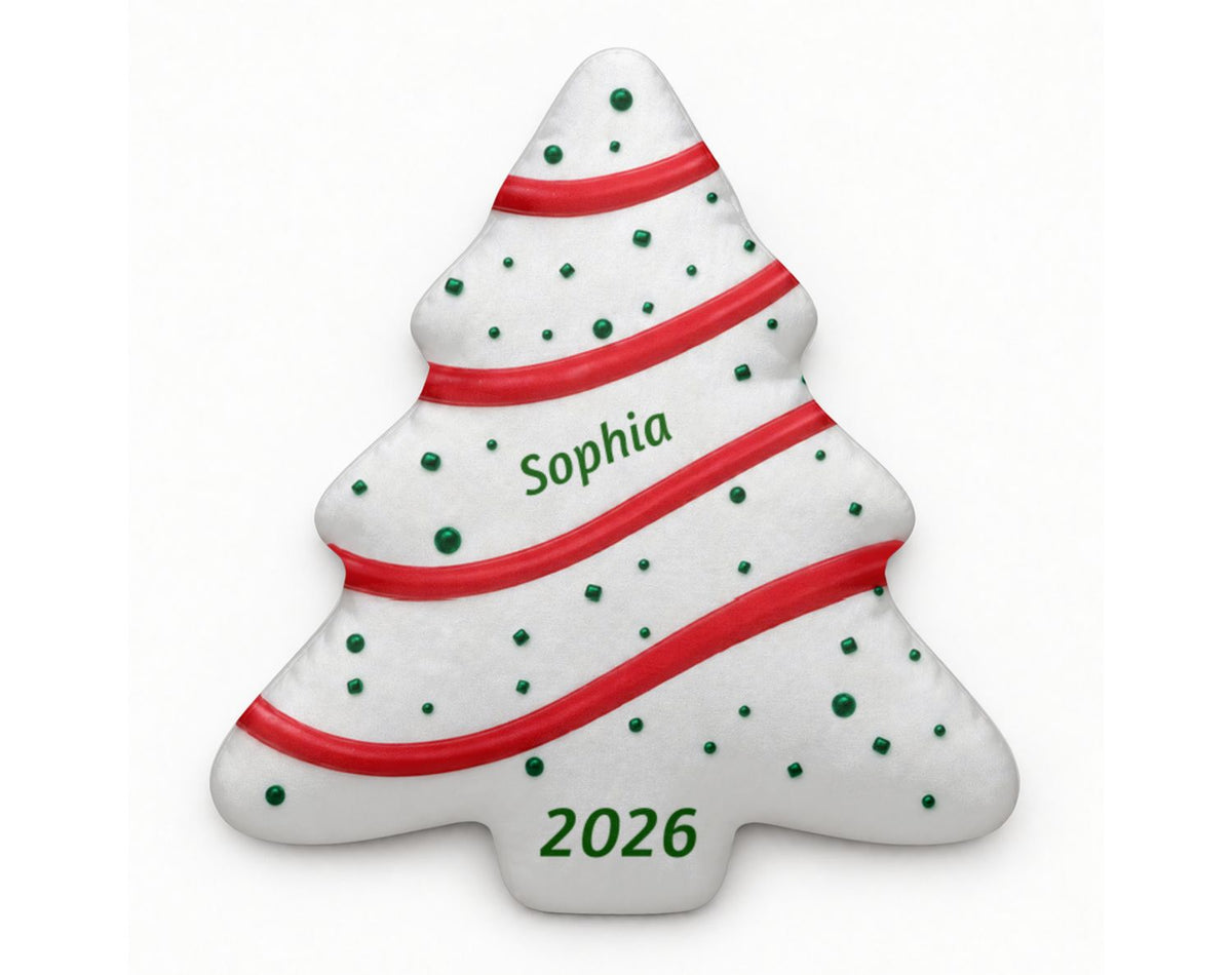 Custom Name Kids Christmas Tree Pillow, Family Keepsake From Parents • Christmas Tree Cake - Personalized Shaped Pillow