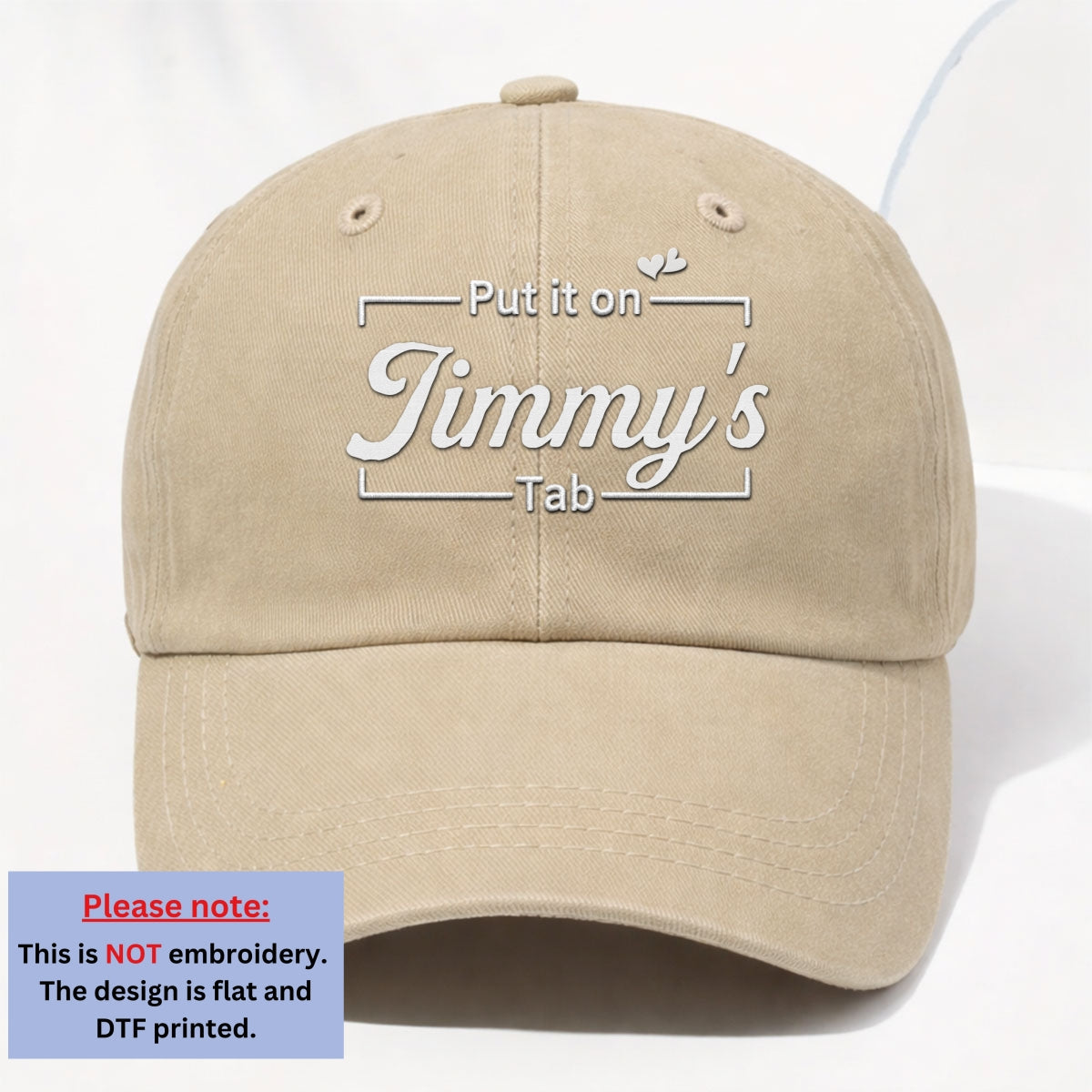 Put Everything On His Tab - Personalized Vintage Washed Denim Cap