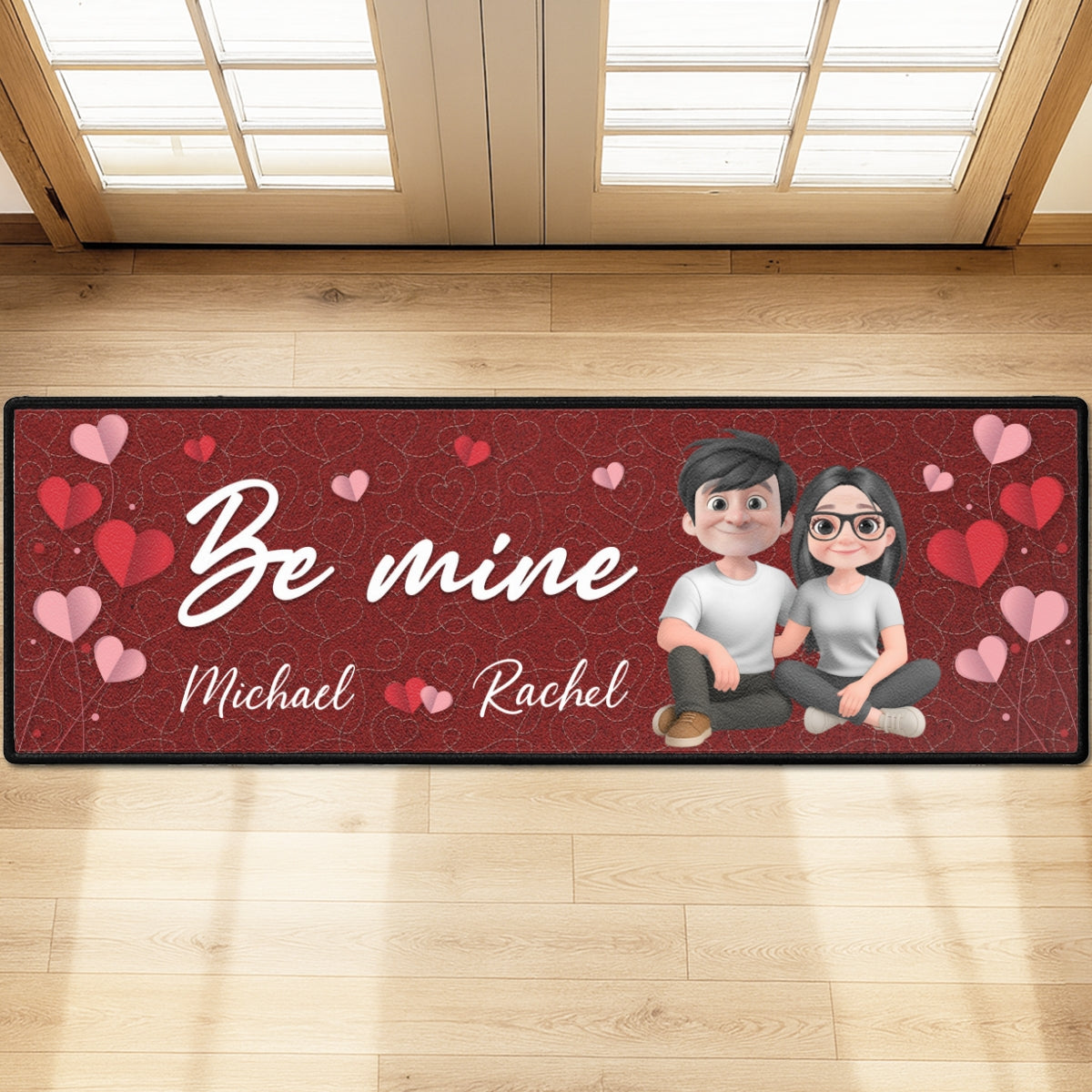 Custom Couple Rug, Anniversary Housewarming Gift For Wife Husband • Be Mine - Personalized Runner Rug