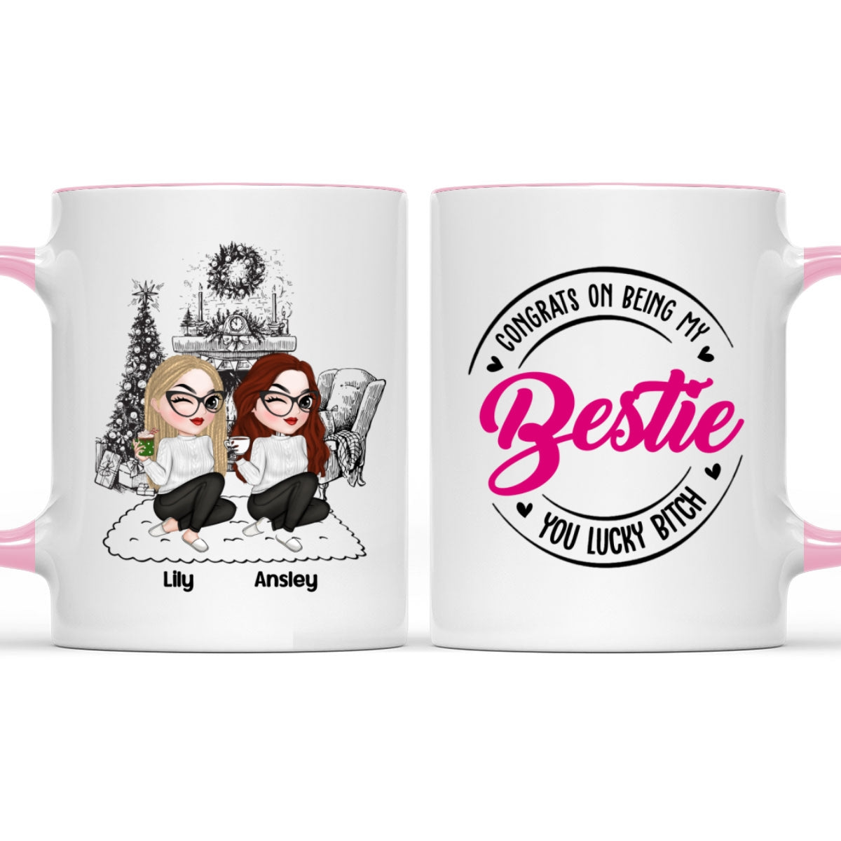 Custom Best Friend, Christmas & Birthday Friendship Keepsake Gift • You Lucky Bitch - Personalized Accent Mug