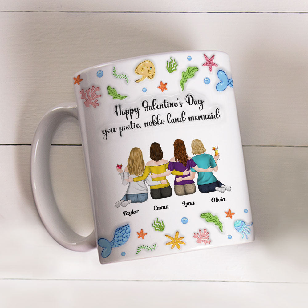 Custom Best Friend, Christmas & Birthday Friendship Keepsake Gift • You Poetic Noble Land Mermaid - Personalized 3D Inflated Effect Coffee Mug