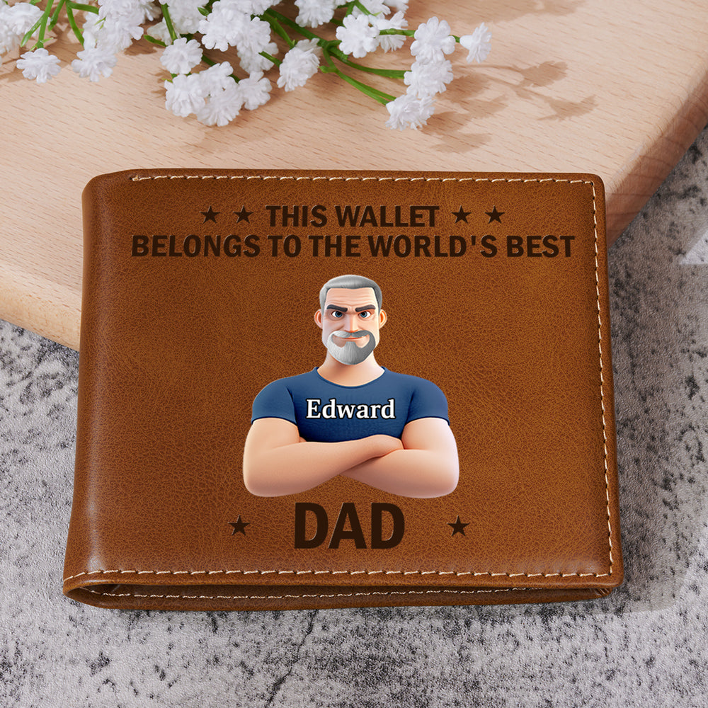 Belongs To The Best Dad - Personalized Printed Men Leather Wallet