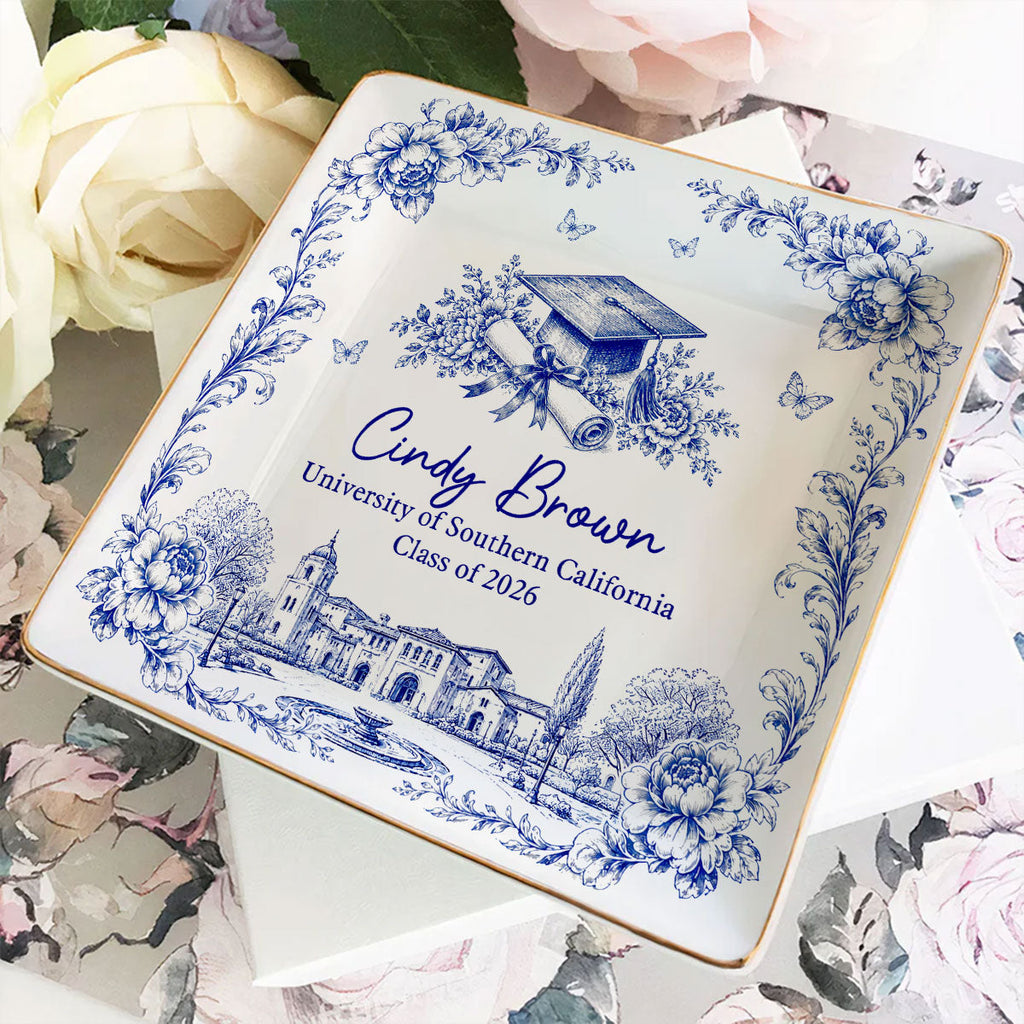 Custom Class of 2026 Trinket Dish, Graduation Gift For Her • Class of 2026 - Personalized Jewelry Dish