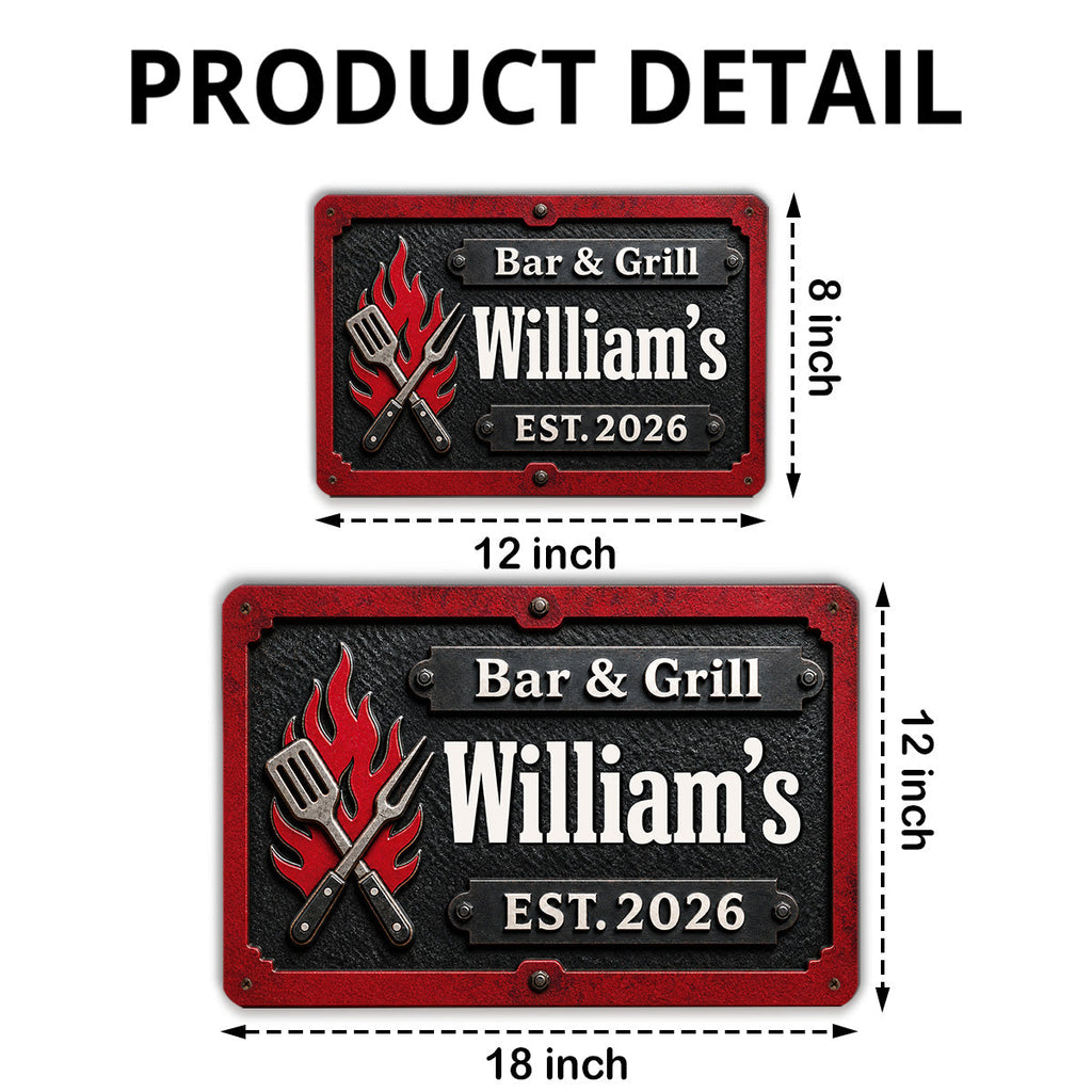 Custom Family Summer Backyard, Patio & Porch Decor • Grill Master - Personalized Metal Sign