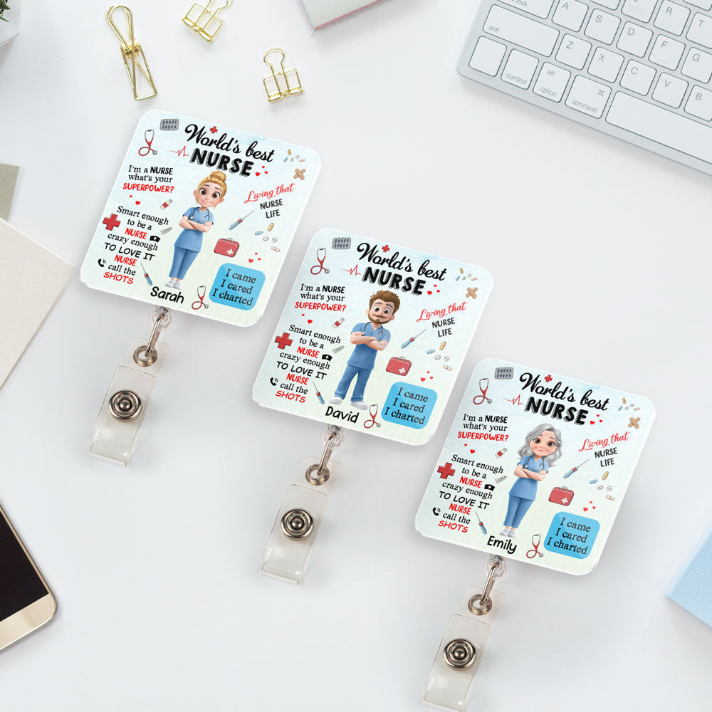 Custom Nurse ID Holder, Christmas Birthday Gifts for Healthcare Workers • I Am A Nurse - Personalized Acrylic Badge Reel