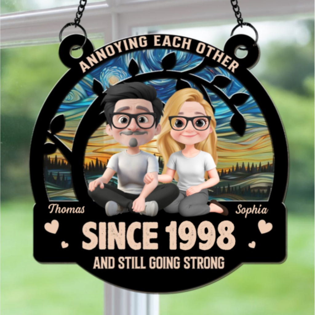 Custom Couple Hanging Decor, Anniversary Valentine's Day Gifts • Long Lasting Love - Personalized Suncatcher