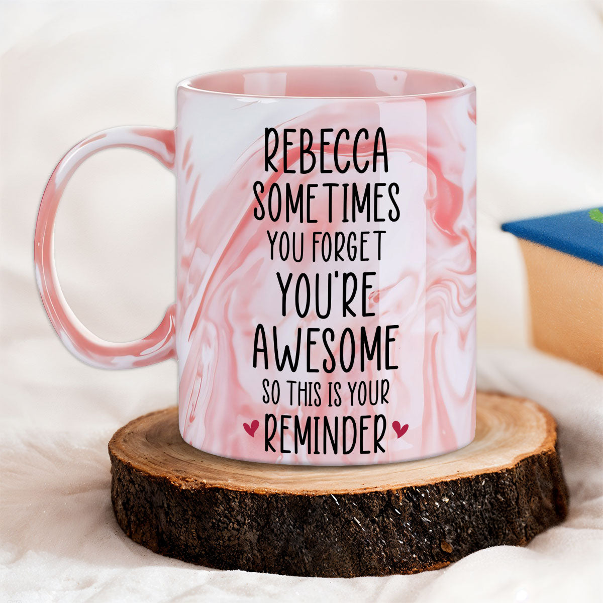 Custom Best Friend, Christmas & Birthday Friendship Keepsake Gift • Your Reminder - Personalized Pink Marble Mug