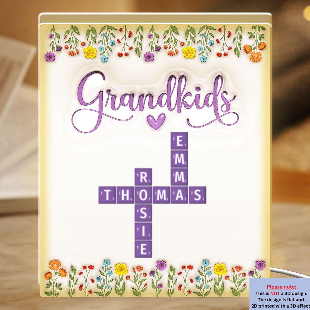 Love My Grandkids Crossword - Personalized Light Box