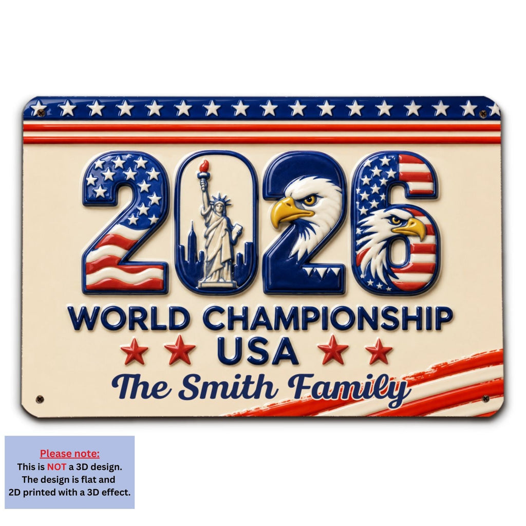 Custom 3D Home & Wall Decor, Birthday & Christmas Gift • World Championship - Personalized 3D Inflated Effect Metal Sign