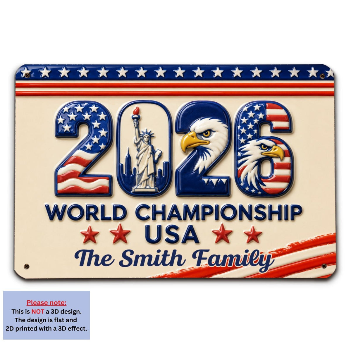 Custom 3D Home & Wall Decor, Birthday & Christmas Gift • World Championship - Personalized 3D Inflated Effect Metal Sign