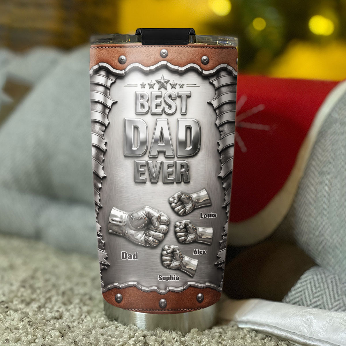 Custom Father's Day Birthday Gifts For Dad • Father Strength - Personalized 3D Effect Tumbler