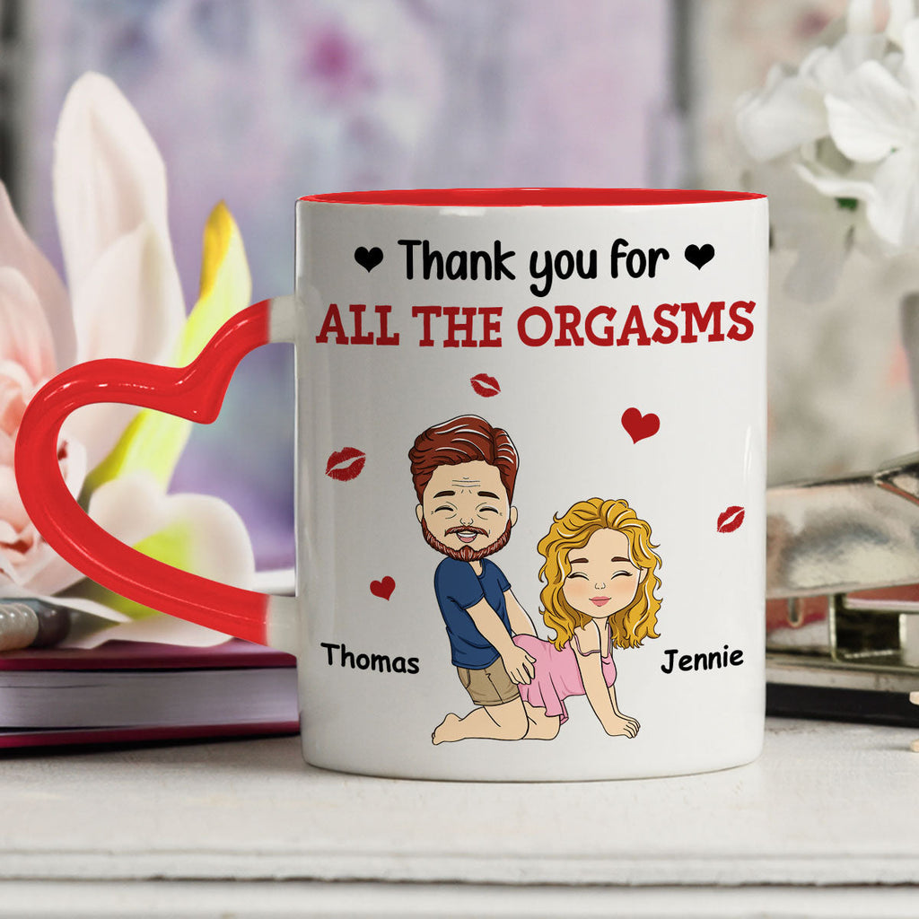 Custom Anniversary Keepsake Gifts For Couple • Thanks For All - Personalized Heart Handle Mug