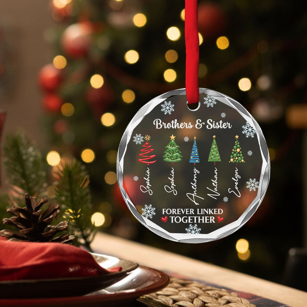 Custom Brothers & Sisters Christmas Ornament •  When Siblings Go to Therapy Together - Personalized Glass Ornament