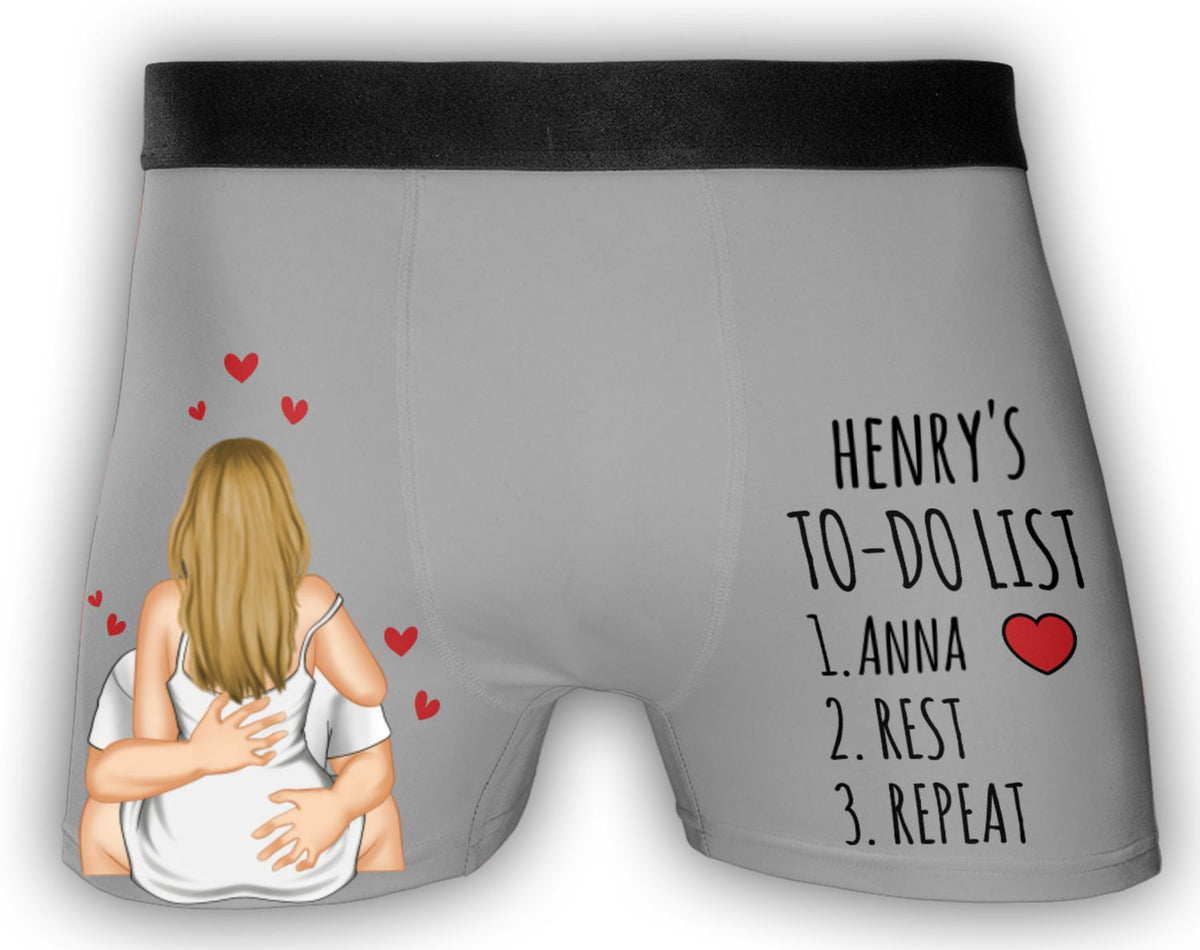 Love Rest Repeat Every Day - Personalized Photo Men's Boxer Briefs