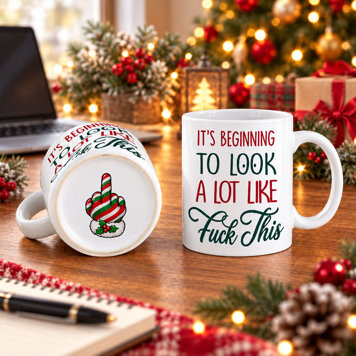 Custom Coworker, Christmas & Birthday Team Appreciation Gift • Ho Ho Nope Not Today - Personalized Bottom Print Mug
