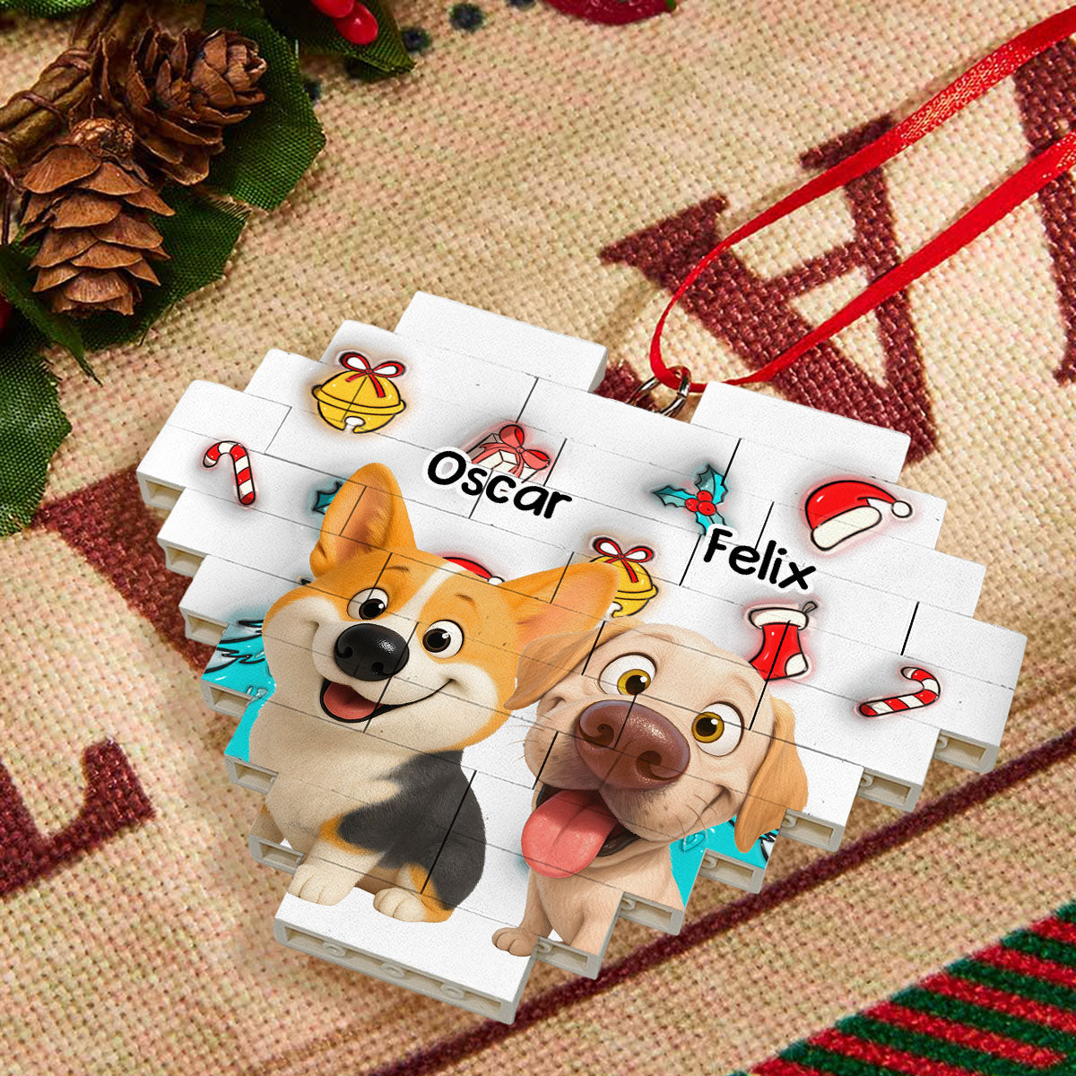 Custom Keepsake Christmas Ornament •  Santa Is Coming - Personalized 3D Effect Heart Puzzle Ornament