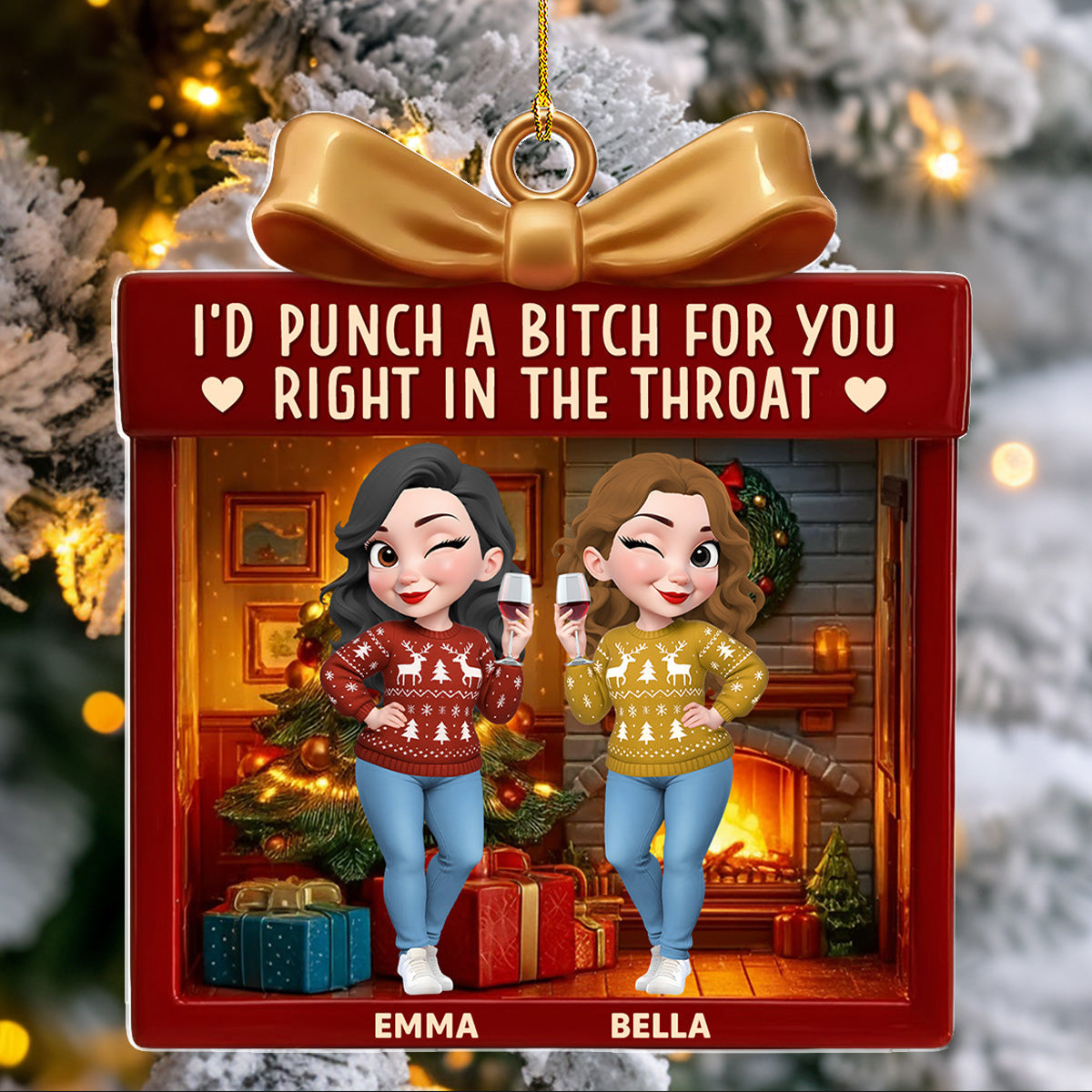 Custom Sister Christmas Ornament •  No Gift Better Than This - Personalized 3D Effect Acrylic Ornament