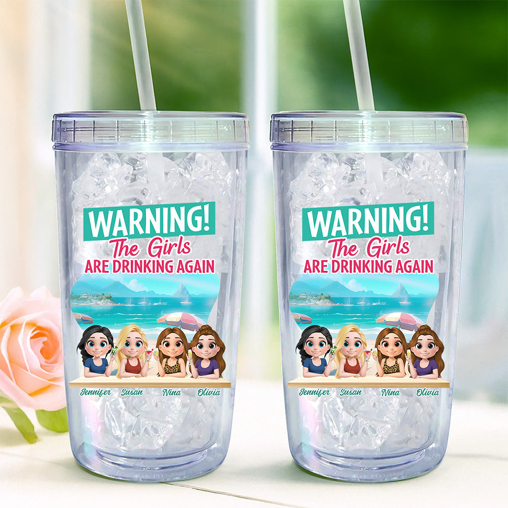 Custom Christmas Birthday Gifts For Best Friend • The Girls Are Drinking Again - Personalized 14oz Plastic Tumbler
