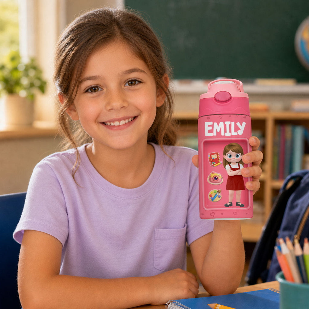 Back To School - Personalized Water Bottle With Handle