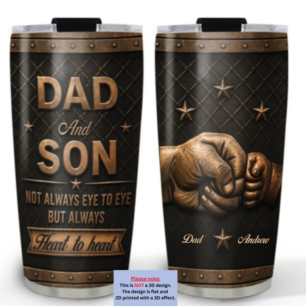 Custom Christmas Birthday Gifts For Son • Always Heart To Heart - Personalized 3D Effect Tumbler