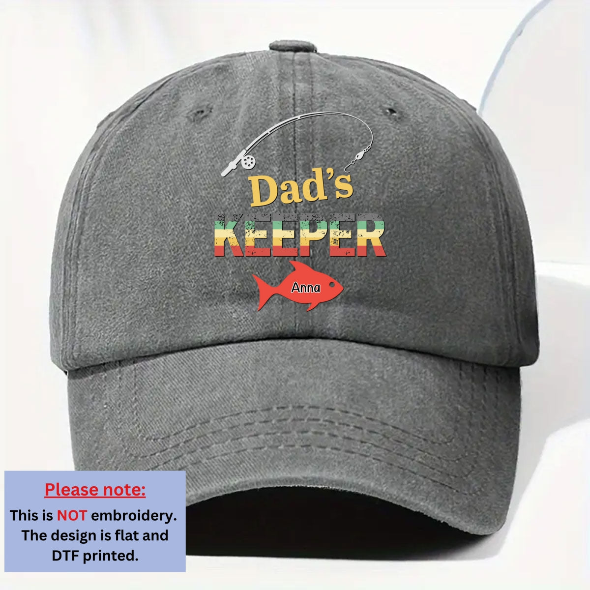 Custom Christmas Headwear Birthday Gifts for Grandpa • Dad Grandpa Keepers - Personalized Vintage Washed Denim Cap