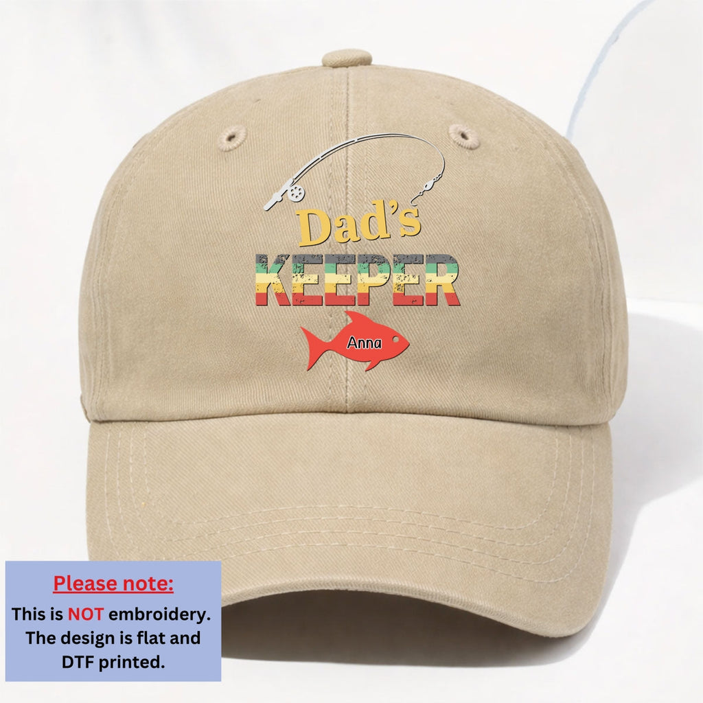 Custom Christmas Headwear Birthday Gifts for Grandpa • Dad Grandpa Keepers - Personalized Vintage Washed Denim Cap