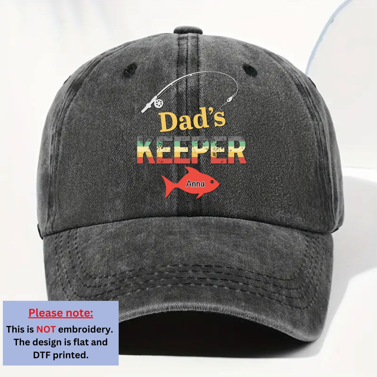 Custom Christmas Headwear Birthday Gifts for Grandpa • Dad Grandpa Keepers - Personalized Vintage Washed Denim Cap