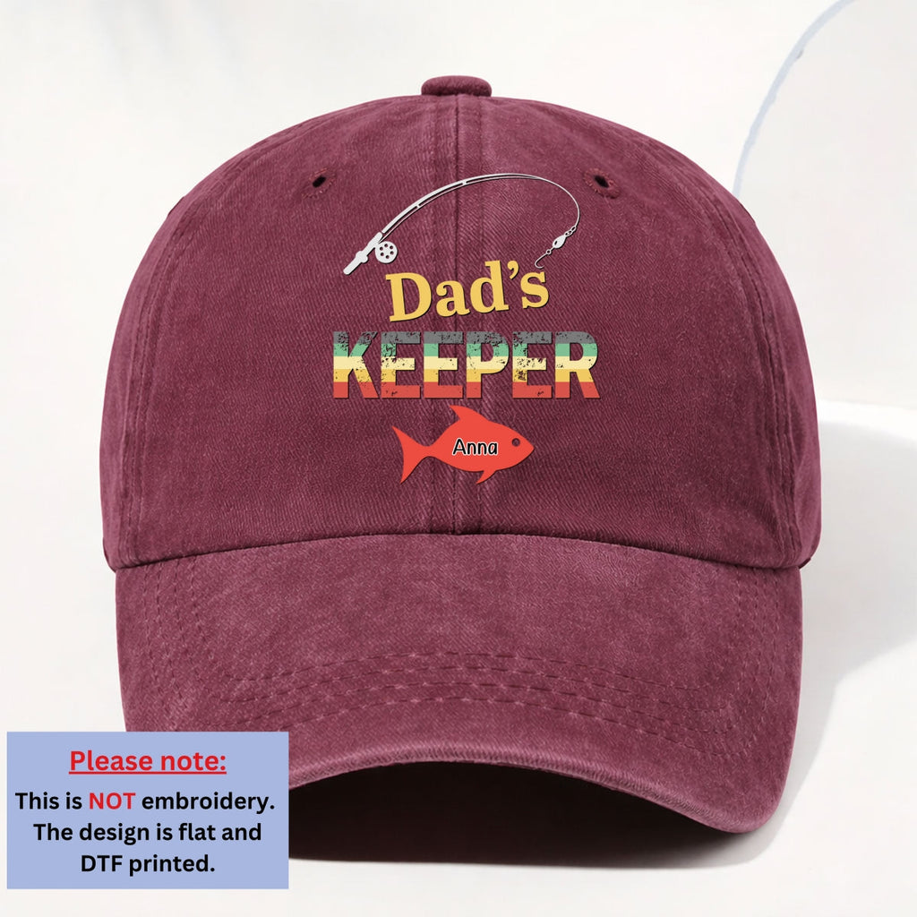 Custom Christmas Headwear Birthday Gifts for Grandpa • Dad Grandpa Keepers - Personalized Vintage Washed Denim Cap