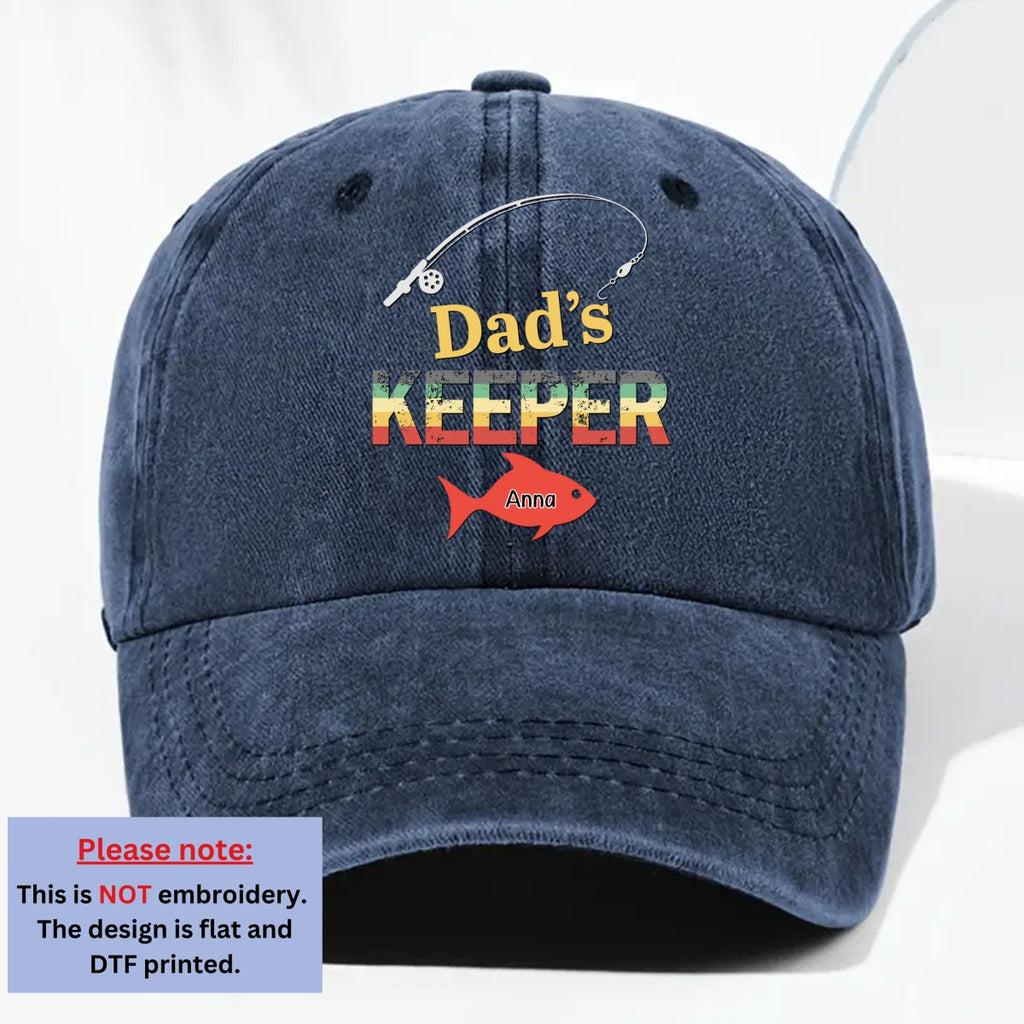 Custom Christmas Headwear Birthday Gifts for Grandpa • Dad Grandpa Keepers - Personalized Vintage Washed Denim Cap