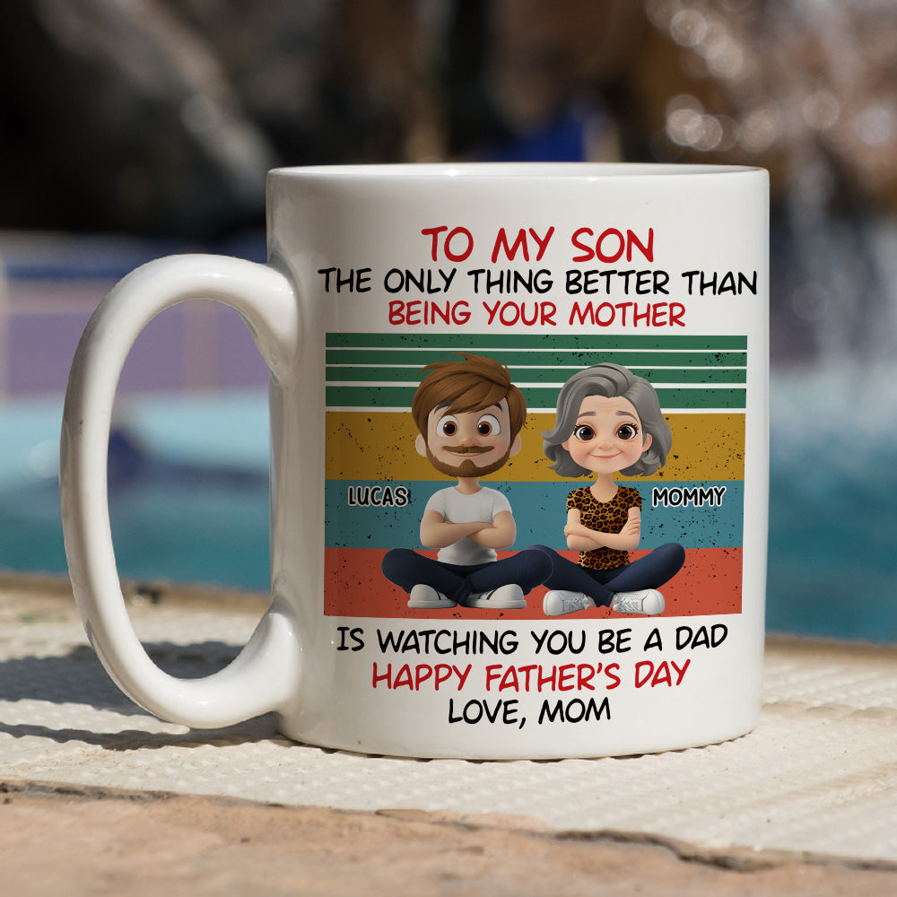 Custom Father's Day Gift For Son • Awesome Son Better Dad - Personalized Coffee Mug