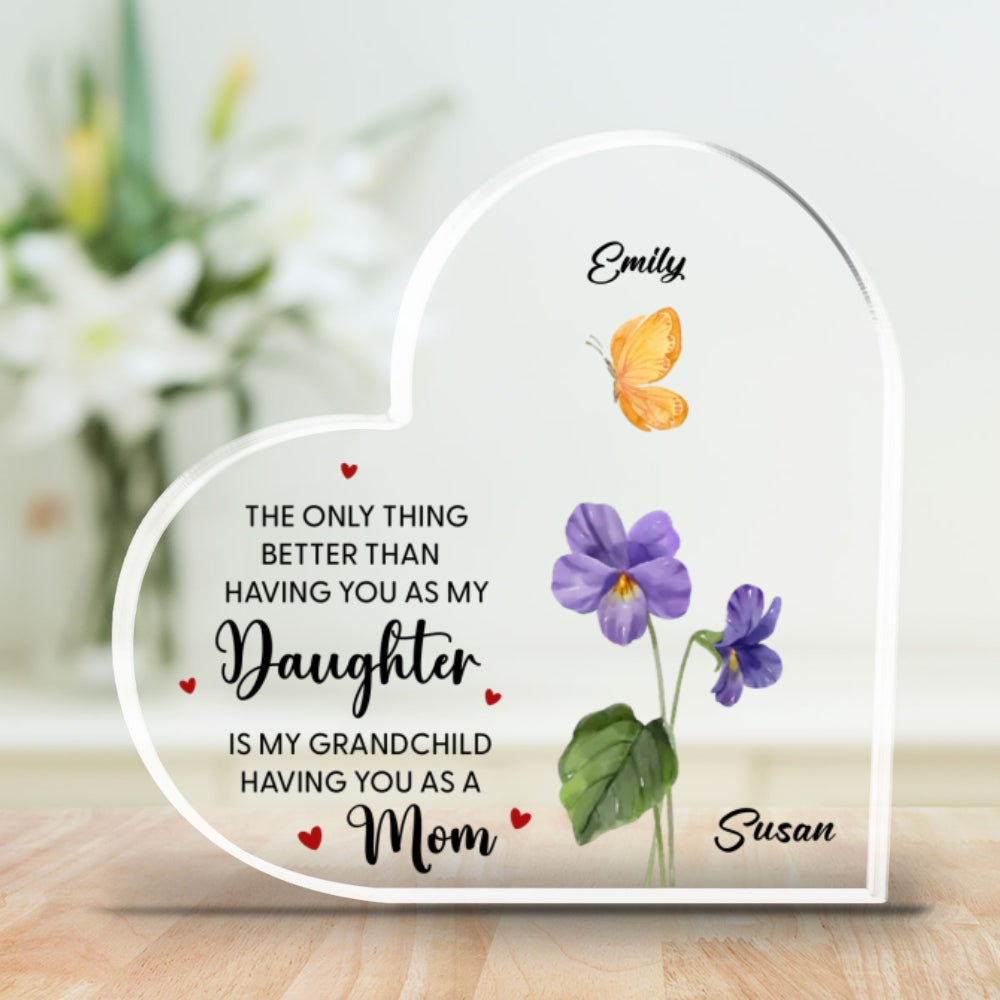 Custom Mother's Day Decor, Gift for Mom & Grandma • Having You As Mom - Personalized Acrylic Plaque