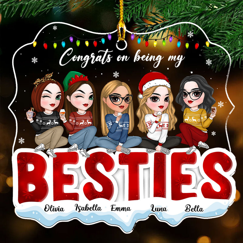 Custom Friendship Christmas Ornament, Best Friend Gift •  Lucky Bestie - Personalized Acrylic Ornament