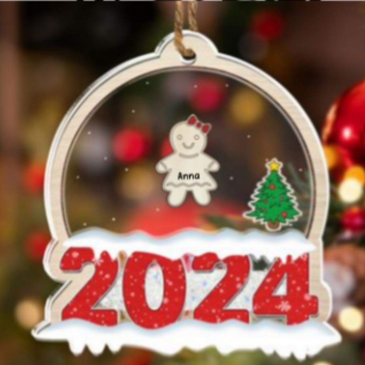 Custom Family Ornament, Christmas Gift for Family Members •  Family Love Grows Warmer At Christmas - Personalized Acrylic Shaker Ornament