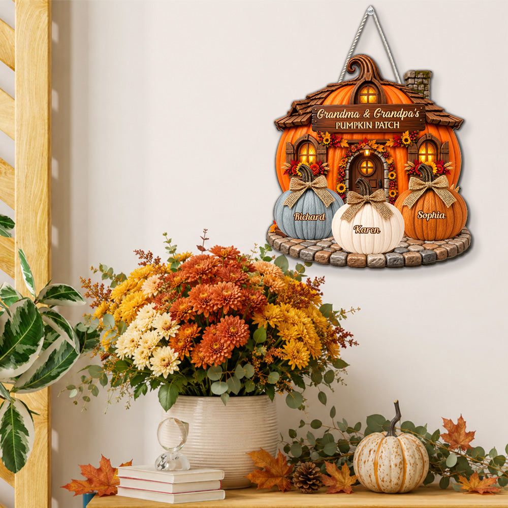 Grandma Grandpa Little Pumpkins - Personalized Wood Sign