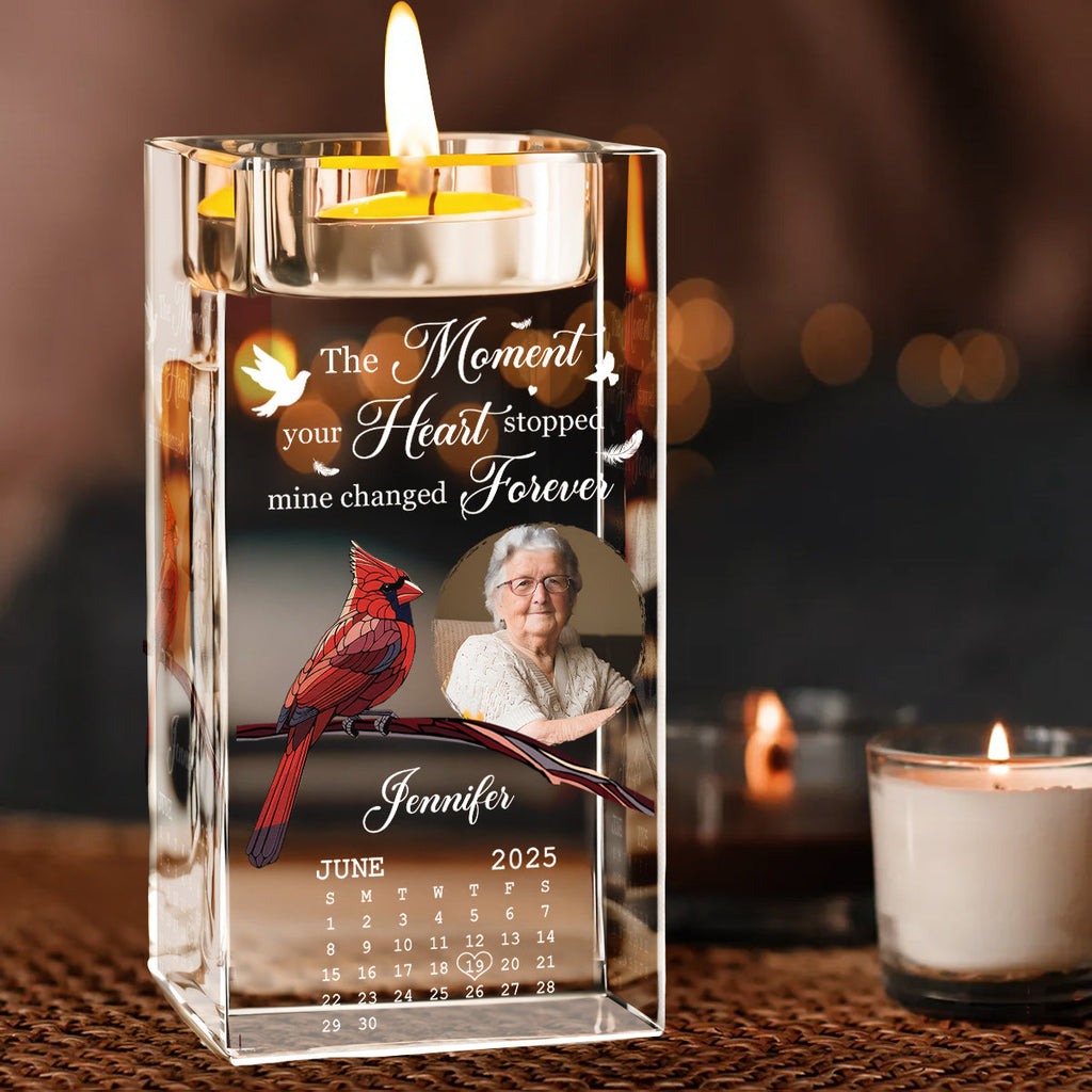 The Moment Your Heart Stopped - Personalized Crystal Candle Holder