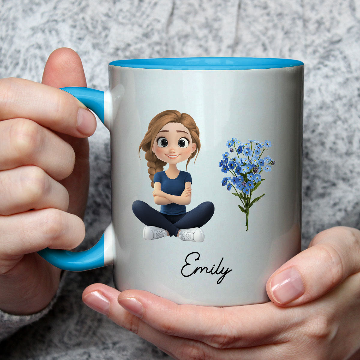 Custom Best Friend, Christmas & Birthday Friendship Keepsake Gift • Cartoon Girl - Personalized Accent Mug