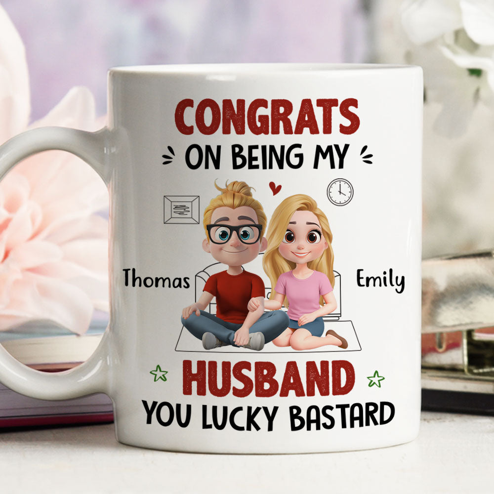 Custom Anniversary Keepsake Gifts For Couple • My Husband Won The Jackpot - Personalized Coffee Mug
