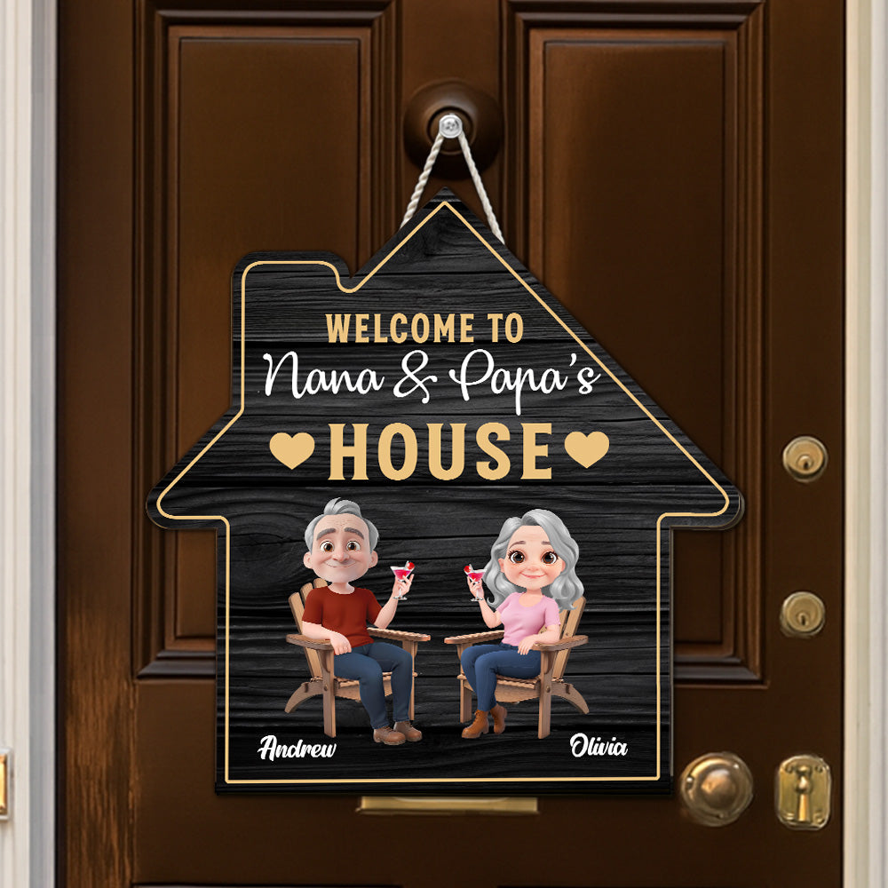 Custom Family Campground Sign, Campsite Outdoor Wall Decor • Welcome To Nana & Papa House - Personalized Wood Sign