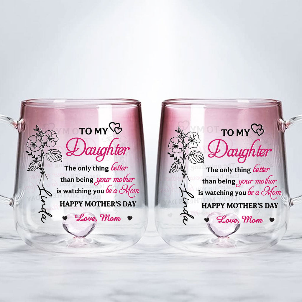 Custom Mother's Day Gift for Daughter • To My Daughter - Personalized Pink Gradient Glass Mug