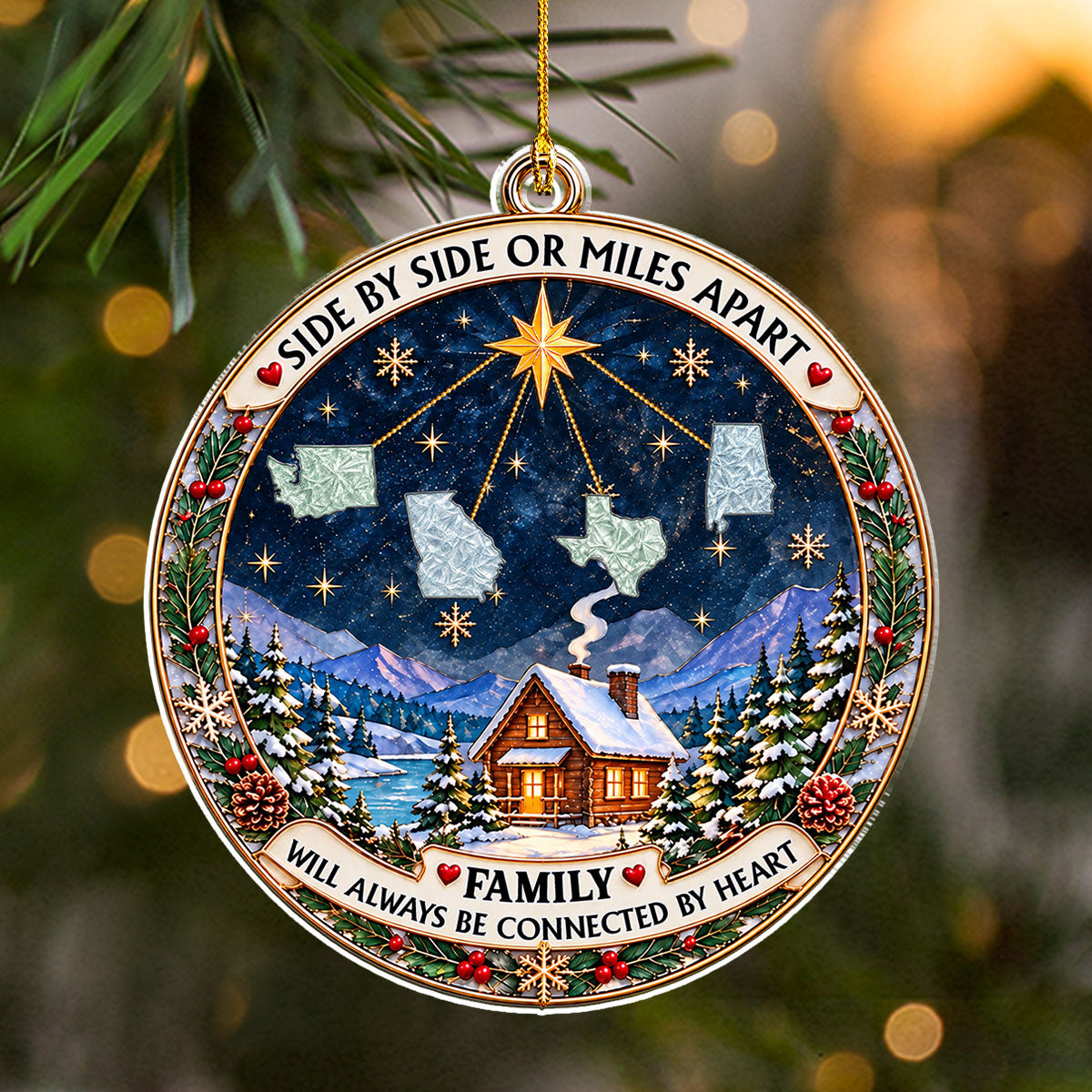 Custom Family Ornament, Christmas Gift for Family Members •  Our Holiday Home - Personalized Acrylic Ornament