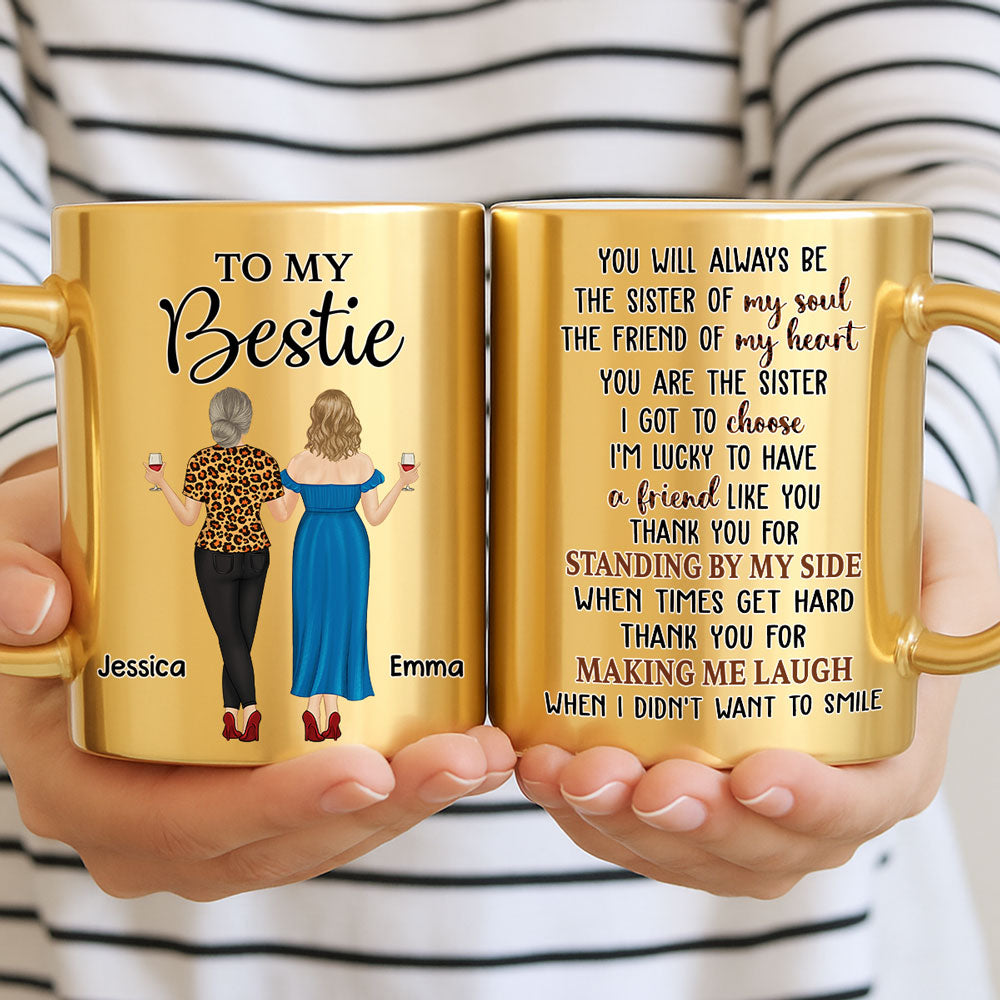 Custom Best Friend, Christmas & Birthday Friendship Keepsake Gift • Soul Sister - Personalized Metallic Mug