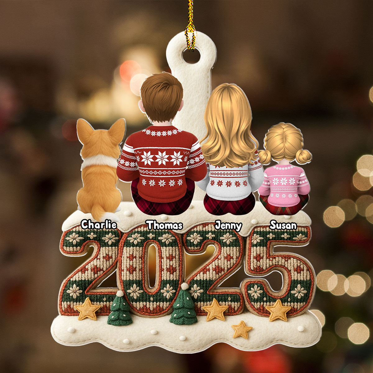 Custom Family Ornament, Christmas Gift for Family Members •  Merry Christmas And Happy New Year - Personalized Acrylic Ornament